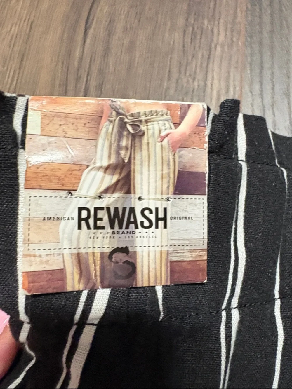 NWT Wide-Leg Linen Blend Pants w slimming Vertical Stripe and Paperbag waist - S - Picture 5 of 5